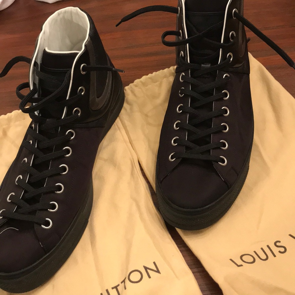 Black Louis Vuitton high top sneakers
